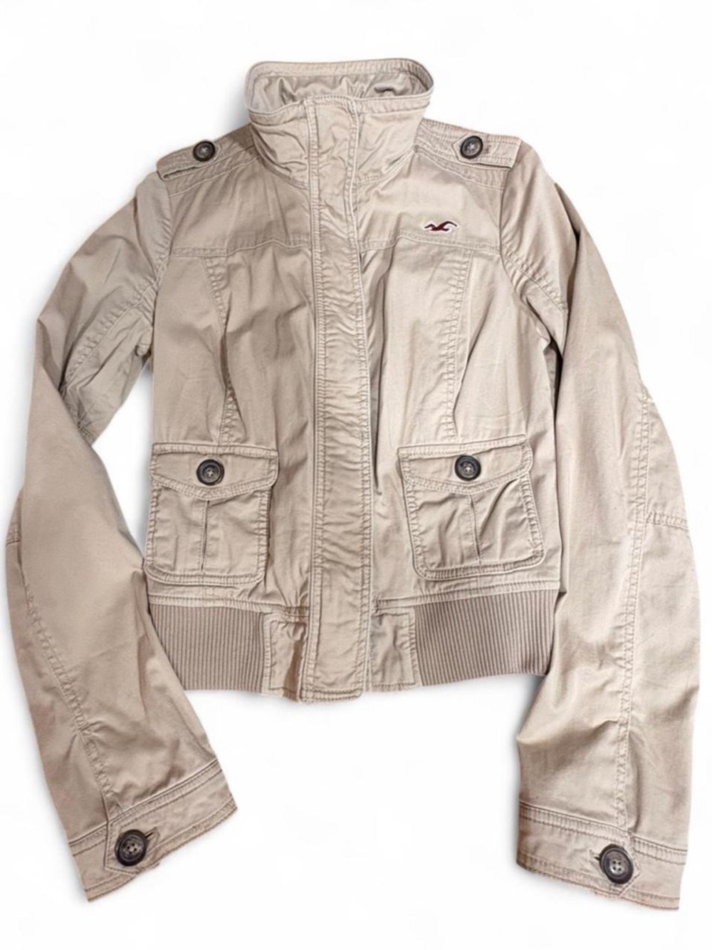 Y2K Hollister Tan Bomber Jacket - L